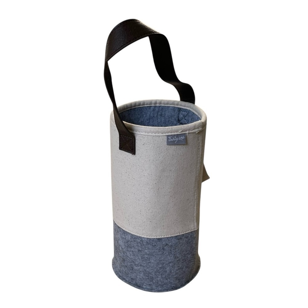 Thirty One Grey Cream Brown Felt Wine Gift Bag One Size